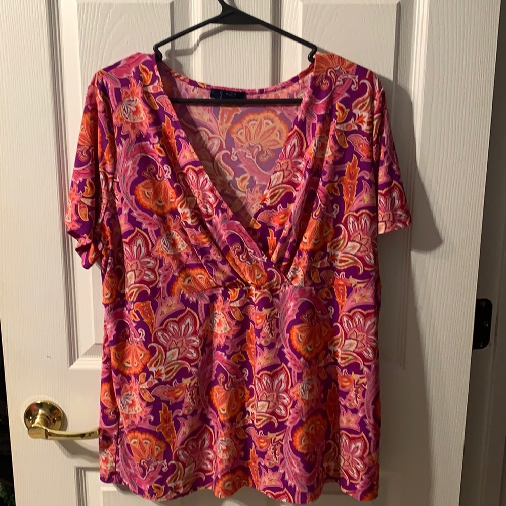 Chaps blouse. Pink & Orange Paisley.
